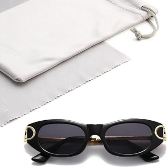 Classic oval black frame sun glasses - Picture 5 of 6